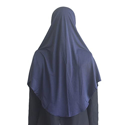 Women's Instant Hijab Muslim Headscarf Prayer Scarf Soft Breathable Stretchy Wrap - color: Navy Blue