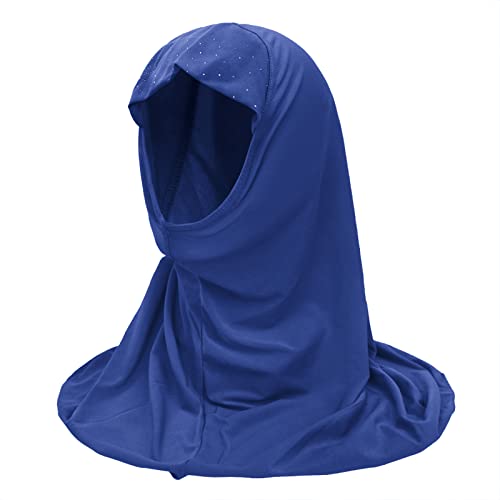 Girls Ice Silk Muslim Khimar Hijab Headscarf Flower Arab Scarf Shawls Neck Wrap Islamic Head Wrap for Age 2-7 Years - color: Style 4-royal Blue