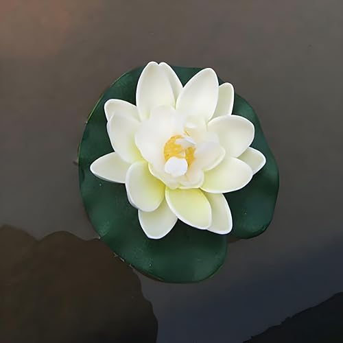 4Pcs Floating Foam Lotus Flowers with Lily Pads, Artificial Pond Plants Ornaments for Pool Aquarium Water Decoration