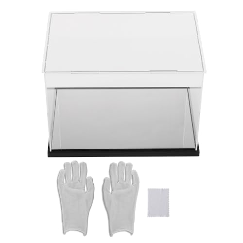 CHEDA Clear Boxing Glove Display Case, Acrylic Display case for Full Size Boxing Glove Storage Box, Glove Display Case Holder Showcase, Dustproof UV Protection Cabinet with Removable Mirror Base