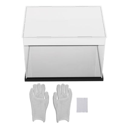 CHEDA Clear Boxing Glove Display Case, Acrylic Display case for Full Size Boxing Glove Storage Box, Glove Display Case Holder Showcase, Dustproof UV Protection Cabinet with Removable Mirror Base