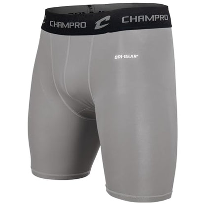 CHAMPRO Men's Polyester/Spandex Lightning Compression Shorts - color: Grey, size: Small