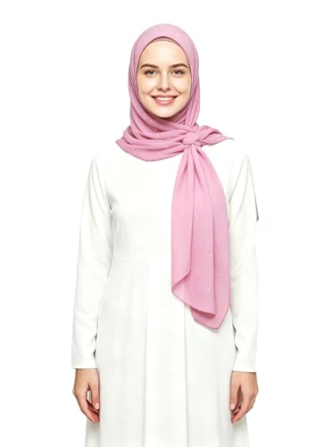 Lina & Lily Sparkle Shimmer Gold Glitter Women's Chiffon Hijab Head Scarf Shawl Wrap Lightweight - color: Light Pink