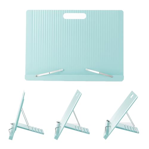 Large(13.4x0.7x9.5IN)，Book Stand for Reading，Desk Book Bookshelf,Portable Sturdy,for Recipes,Textbooks,iPad, Reading Rest with 5 Adjustable Positions and Page Paper Clips (Blue) - color: Blue