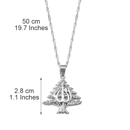 Liban Pendants Necklaces Lebanese Cedar Jewelry Lebanon Map Eastern Rite Church Maronite Cross Allah Symbol - color: Silver Color 2