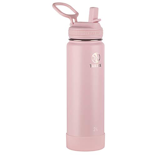 Takeya 24 oz Actives Stainless Steel Water Bottle with Straw Lid – Leakproof, Double-Wall Insulated, Keeps Drinks Cold 24 hrs/Hot 12 hrs, BPA-Free, Powder-Coated, Gym & Travel, Blush - color: Blush, size: 24 Ounces