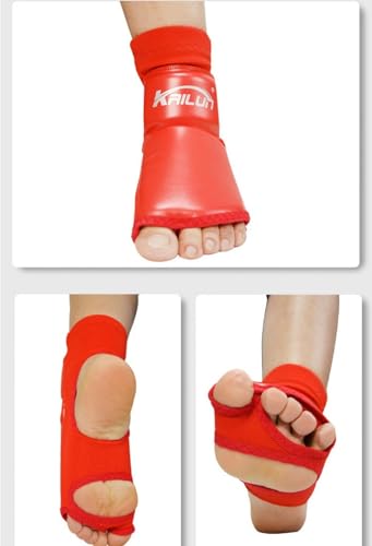 Taekwondo Foot Protector Unisex PU Leather Soft Boxing Sparring Foot Guards, Training Sparring Gear Muay Thai Kung Fu Tae Kwon Foot Gear Support for Men Women Kids