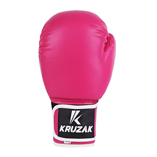 Kruzak Plain Boxing Gloves for Sparring, Kickboxing, Muay Thai, Martial Arts & MMA Fighting - Men & Women Punch Bag Mitts Training and Focus Pads Punching - color: Pink, size: 12 oz