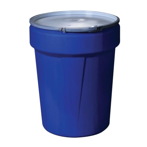 Eagle Plastic Drum, 40 Gallon Drum, DOT Compliant, Made in USA, Blue | High-Density-Polyethylene Construction, Open Head Lab Pack Drum, Metal Lever-Lock Lid, Hazardous Material Storage, Transport - color: Blue, size: 40 Gallon, style: Metal Lever-Lock