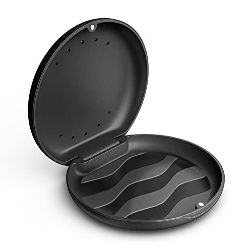 Annhua Denture Case Orthodontic Retainer Case with Vent Holes, Dental Mouthguard Container Retainer Box Slim with Magnetic Closure for Household|Travel|Office - Black - color: Black