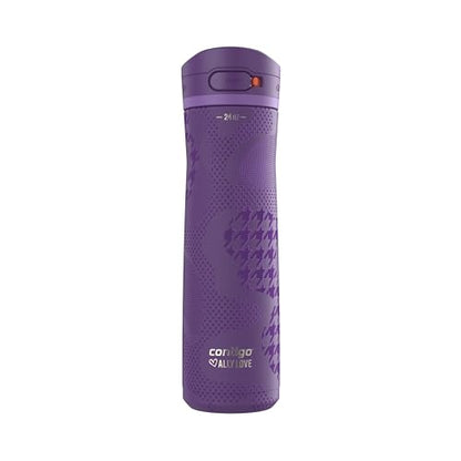 Contigo x Ally Love Jackson Chill 2.0, Stainless Steel, Spill Proof Water Bottle with AutoPop Lid, BPA Free, 24oz, Violet - color: Violet, size: 24oz (Pack of 1), style: Ally Love