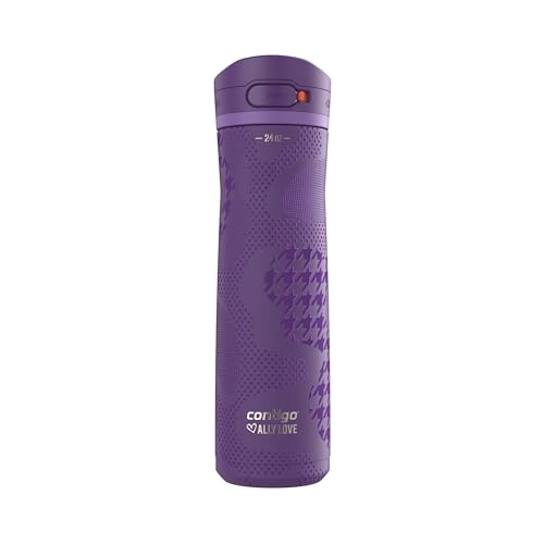Contigo x Ally Love Jackson Chill 2.0, Stainless Steel, Spill Proof Water Bottle with AutoPop Lid, BPA Free, 24oz, Violet - color: Violet, size: 24oz (Pack of 1), style: Ally Love