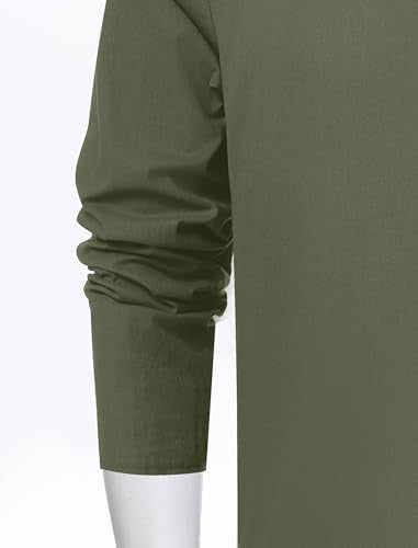 IWEMEK Men Kaftan Robe Button Up Muslim Thobe Long Sleeve Eid Ramadan Abaya Henley Shirts Casual Dubai Islamic Prayer Clothes - color: Green, size: X-Large