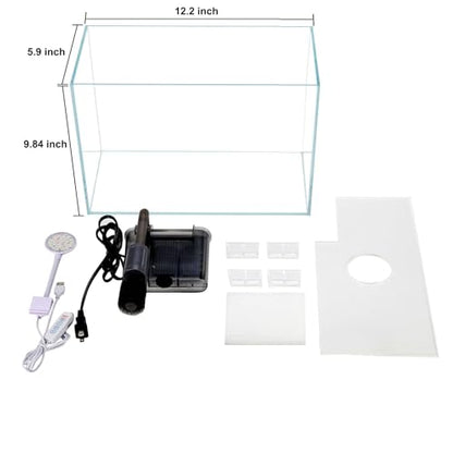 3 Gallon Glass Small Fish Tank, Betta Fish Tank Starter Kit with Filter, Lights,Lid. - size: 3 Gallon
