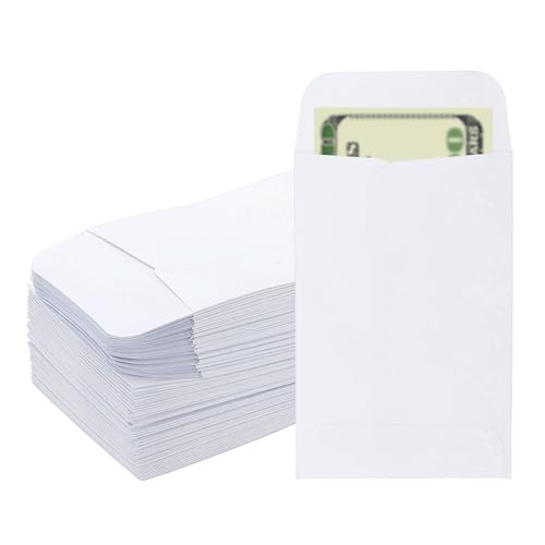 PATIKIL Money Envelope, 100 Pack 3.5" x 2.2" Cash Envelopes Money Holder Bags Budgeting Saving Challenge Letter for Gift Coins Checks Tickets Jewelry Passport Card, White - color: White, size: 3.5" x 2.2"