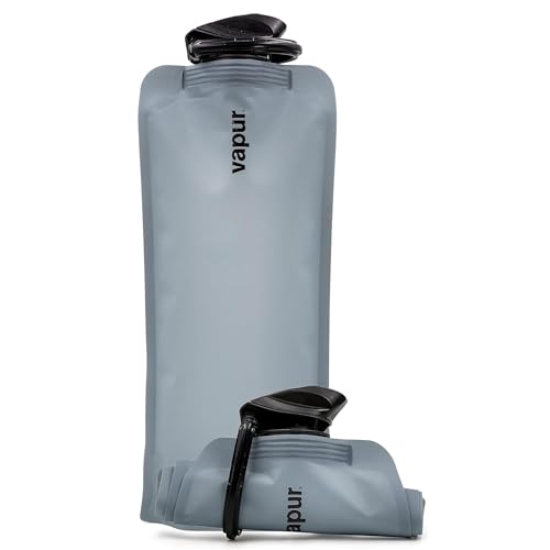 Vapur Collapsible Water Bottle with Carabiner - 34oz (1L), Graphite Grey - Flexible, Lightweight Water Bottle for Travel, Concert, Hiking, and Outdoor Adventures - BPA-Free, Dishwasher-Safe, Freezable - color: Graphite Grey