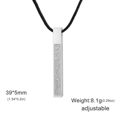 VASSAGO Islamic Ayatul Kursi Necklace for Women Men Stainless Steel/Leather Chain Muslim Allah Arabic 3D Bar Pendant Islam Eid Ramadan Gift Jewelry - color: Silver Leather Rope