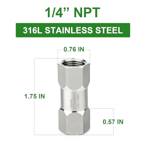 1PCS 316L Stainless Steel 1/4" NPT Female Check Valve,Backflow Prevention,One Way Non-Return Check Valves - size: 1/4" FNPT