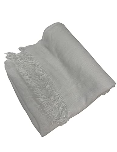 Txameru Hijab Scarf for Women - Muslim Rayon Crinkle With Fringe Edge - color: White