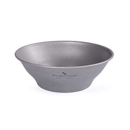 Boundless Voyage Ultralight Titanium Bowl Pan Plate Dish with Carry Bag Outdoor Camping Portable Tableware Cookware (Ti15164B (600ml Bowl)) - color: Ti15164B (600ml Bowl)