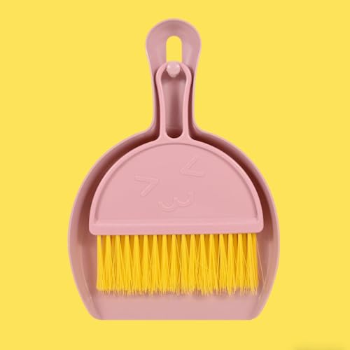 Small Broom and Dustpan Set,mini Broom and Dustpan Set,Kids Broom Set,for Home, Sofas, Kitchen countertops, Storage Shelves, bathrooms, and pet Areas Cleaning - color: Pink