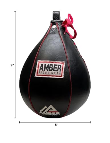 Amber Sports Genuine Leather Speed Bag for Boxing & MMA – Handcrafted Punching Ball for Reflex & Speed – Balanced for Fast Rebound – Available in Sizes XS, S, M, L - size: Small (6"x9")