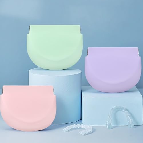 1PC Silicone Retainer Case without Lanyard, Cute Vent Holes Denture Box, Mouth Guard Case Travel Holder for Girls, Women, Men (Green) - color: Green
