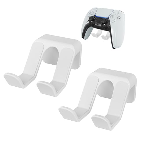 2-Pack Controller Holder Wall Mount, Headset Holder Stand for Xbox Series X/S, PS5, PS4, PC Gaming Stuff Accessories with Stable 3M Adhesive, Strong Adhesive by Screws(White) - color: White(2 Pack)