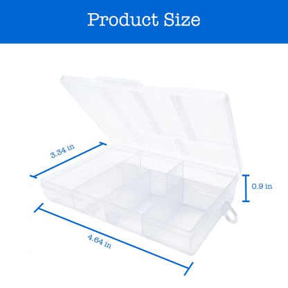 TeTeBak Plastic Organizer Box with Dividers - 2 PCS Small Plastic Container with Compartments, 6 Compartment Storage Box, Travel Organizer, Craft & Jewelry Storage - style: 6-GRIDS