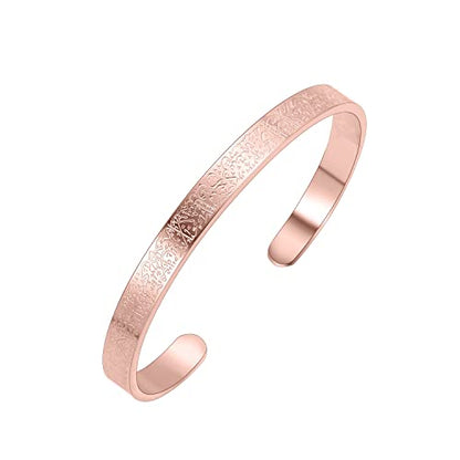 Qitian Islamic Jewelry Gifts for Women Allah Gold Bangles Bracelets Ayatul Kursi Arabic Cuff Bracelet for Women Men Islam Eid Ramadan New Year Gifts - color: B-Rose Gold-Thick - women