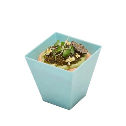 Restaurantware 2 oz Square Blue Plastic Baby Mini Kova Cup, 100 Pack - color: Baby Blue, size: 2 oz
