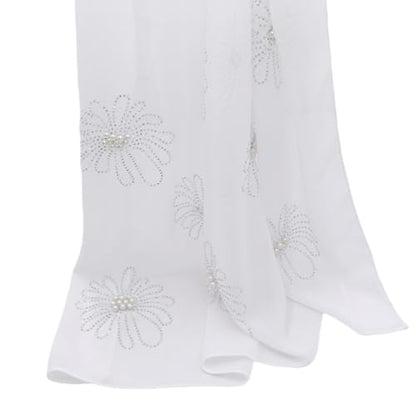 Chiffon Hijab Scarf for Women Muslim Hijab Head Wrap Scarves Soft Rhinestone Chiffon Scarf Fashion Long Scarves Shawl - color: White