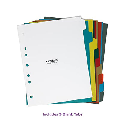 Carstens Heavy Duty Plastic Dividers, 9-Tab, Multi-Color, Blank, for Side-Opening 3-Ring Binders, 1 Set - size: 9-Tab