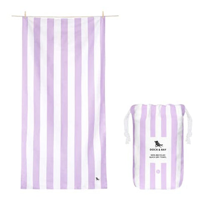 Dock & Bay Beach Towel - Quick Dry, Sand Free - Compact, Lightweight - 100% Recycled - Includes Bag - Cabana Light - Lombok Lilac - Extra Large (200x90cm, 78x35) - color: Cabana Light - Lombok Lilac, size: Extra Large (200x90cm, 78x35")