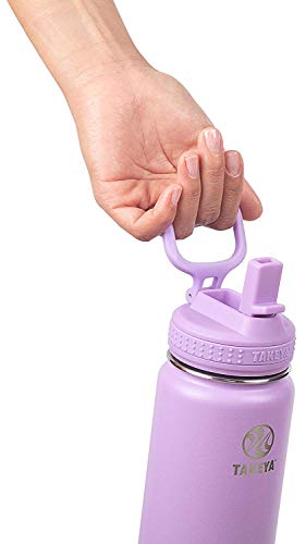 Takeya 24 oz Actives Stainless Steel Water Bottle with Straw Lid – Leakproof, Double-Wall Insulated, Keeps Drinks Cold 24 hrs/Hot 12 hrs, BPA-Free, Powder-Coated, Gym & Travel, Lilac - color: Lilac, size: 24 Ounces