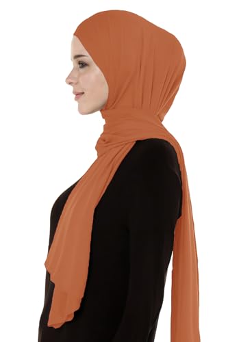 Lina & Lily Breathable Premium Modal Woven Hijab Head Scarf Shawl Wrap for Muslim Women Lightweight - color: Burnt Orange