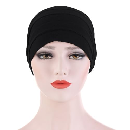 PURFUN 2 Pcs Muslim Inner Hijab Caps Women Girls Stretchy Breathable Full Cover Undercap Tube Bonnet Under Scarf Hats Beanie - color: Black+grey/2pcs
