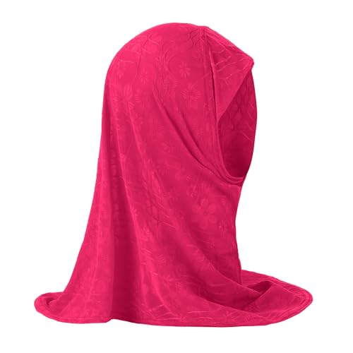 GREUS 2Pcs Kids Hijab for 2-6Y Girls Muslim Headscarf One Piece Hijabs Khimar Islam Arab Scarf Turban Bandana Hat Head Wrap - color: Set C (Orange + Rose)