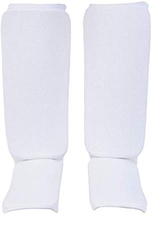 TMA Shin Instep Guards Kickboxing Muay Thai MMA shin pad Leg & Foot Protectors - color: White, size: Small