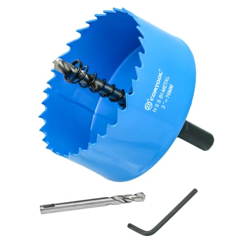 3 Inch Hole Saw with Arbor for Metal and Wood Cutting, Bi-Metal Hole Cutter, 3" Hole Saw Kit for Drywall, Wood, PVC Boards, Fiberglass and Vent Pipes - style: 3"（76mm）