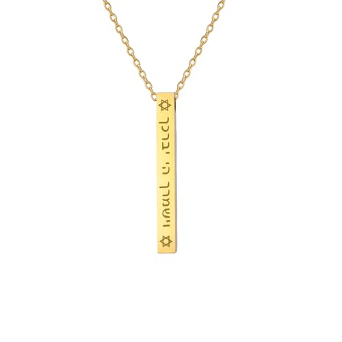 VASSAGO Hebrew Aaronic Blessing Necklace Messianic Jewish Yeshua Symbol Dog Tag Pendant Jewelry for Mens Women Teens - color: Gold Blessing Necklace