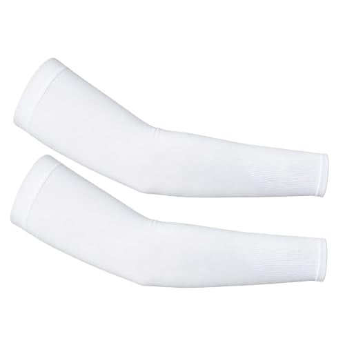 UV Sun Protection Cooling Compression Arm Sleeves for men women - color: White