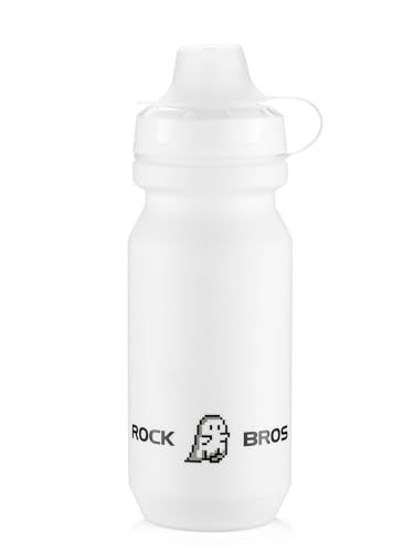 ROCKBROS Bike Water Bottle 20OZ,Gradient Soft Touch Design,BPA-Free Leak-Proof Squeeze Bottle with Wide Mouth for Easy Cleaning,for Cycling,Hiking,Gym,Sports,Little Ghost White - color: Little Ghost White