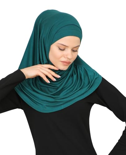 Prien Chic Ready To Wear Hijab For Women, Muslim Long Turban Undercap Set, Instant Scarf, Prayer Clothes For Girls, Abaya - color: Emerald