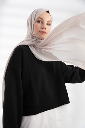 Chiffon Hijab Scarf For Women - Made in Turkiye - color: Stone