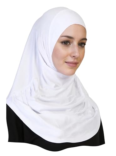 Lina & Lily Modal Jersey Muslim Amira Instant Hijab Scarf One Piece Ready-To-Wear - color: White