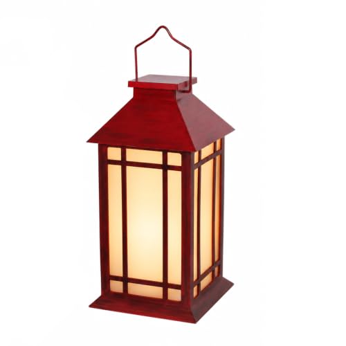 Bdor 13 Inch Outdoor Decorative Lanterns with LED Candle Timer - color: Red