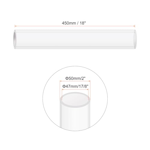 18" Clear Plastic Rigid Pipe 47mm ID x 50mm OD (1 7/8" ID x 2" OD) Acrylic Round Tubing, [for Plumbing, Hydraulics, Aquarium] - size: 1.875" x 2"