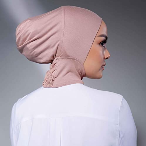 2 Pieces Jersey Muslim Inner Cap Stretch Turban Hijab Islamic Underscarf Bonnet Head Wear Neck Cover - color: Navy+pink
