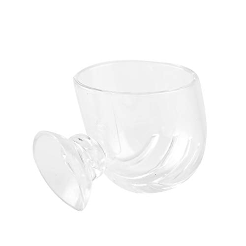 GLOGLOW Transparent Acrylic Fish Feeding Cup Red Feeder Glass Feeder with Powerful Suction Cup for Freshwater Saltwater Aquarium Tank